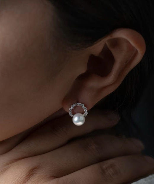 宋慧乔同款珍珠耳钉 施华洛珍珠925银施华洛水晶钻 商品图8