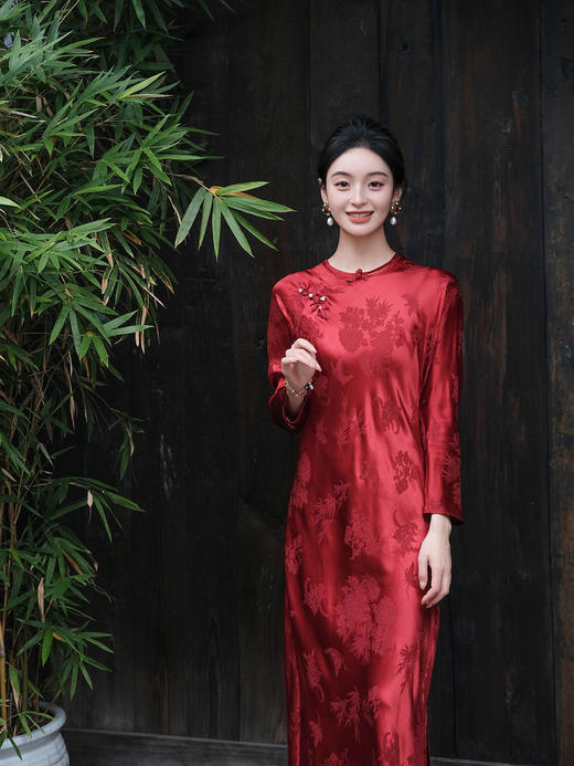 盛唐牡丹 | 梅兰竹菊冠乐绉花扣旗袍裙 商品图8