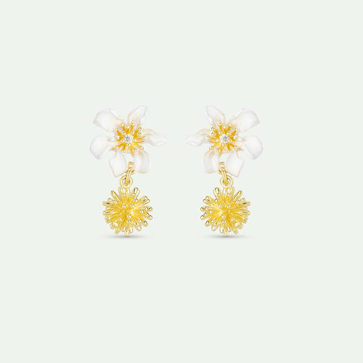 订购6周到｜Les Nereides-White clematis-白色 铁线莲 棣棠花 吊坠 耳环［法国设计师］ 商品图1