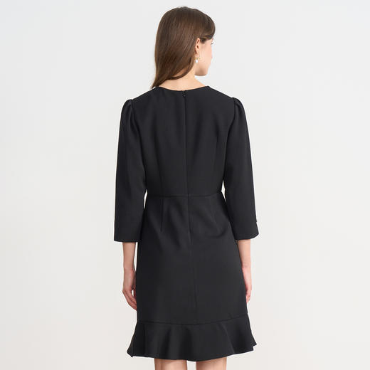 EITIE爱特爱千金气质钉珠圆领小香风鱼尾黑色秋季新款连衣裙C2507826 商品图4