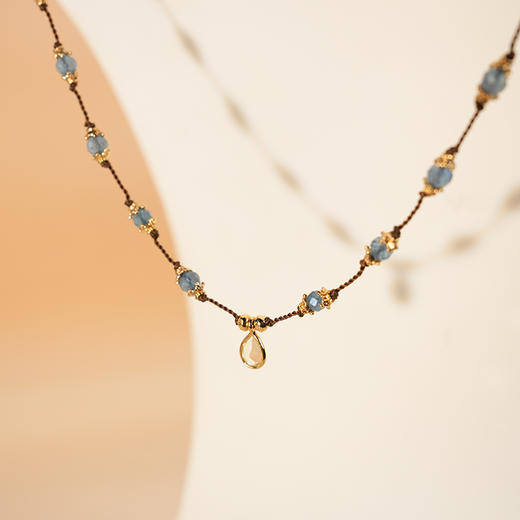 订购8周到｜Tityaravy-PEONY-圣玛利亚海蓝宝 水晶 吊坠 长项链［法国设计师］ 商品图0