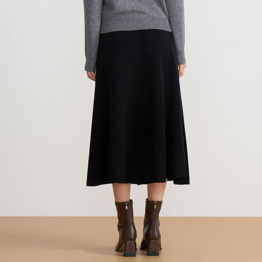 【A字针织半身裙】EITIE爱特爱极简纯色羊毛高腰显瘦秋季新款针织半裙D2501923 商品图5