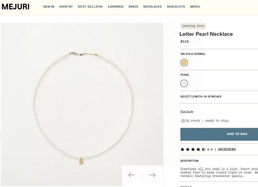 26字母项链 伦敦小众牌MEJUR*‌经典款26字母珍珠项链 商品图1