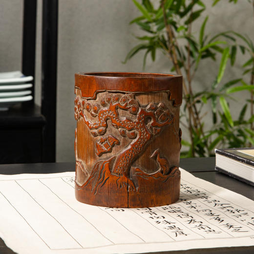 民国竹雕老笔筒 商品图1