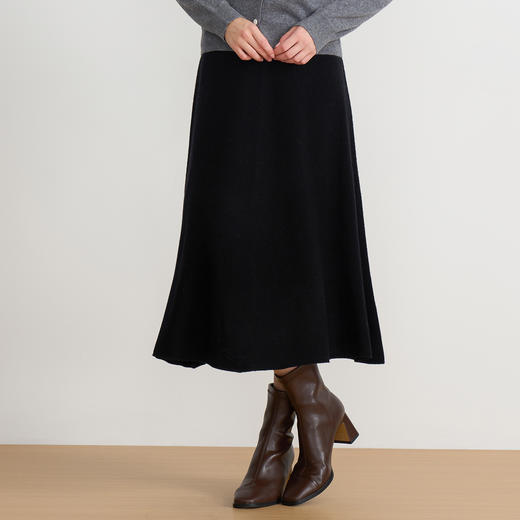 【A字针织半身裙】EITIE爱特爱极简纯色羊毛高腰显瘦秋季新款针织半裙D2501923 商品图6
