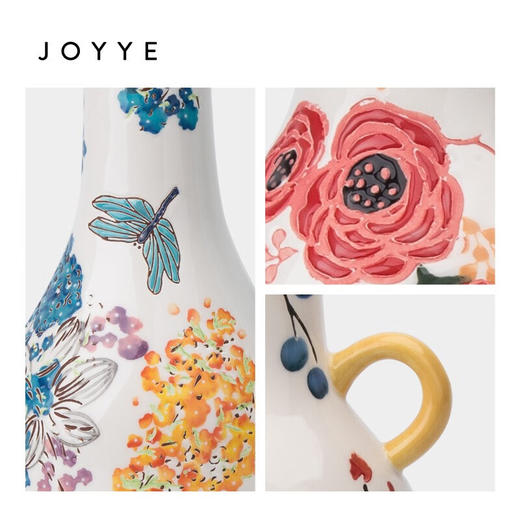 【多样屋专柜】JOYYE花眷-繁花小花瓶-玫瑰/黄花 礼物送女生釉下手绘花瓶客厅 商品图7