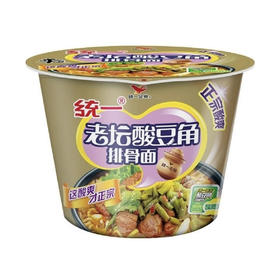 统一 老坛酸豆角排骨面 方便面 泡面 桶装115g 宵夜速食