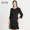 EITIE爱特爱千金气质钉珠圆领小香风鱼尾黑色秋季新款连衣裙C2507826 商品缩略图0