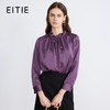 EITIE爱特爱气质抽绳木耳领直筒显瘦秋新款缎面衬衫上衣C2513826 商品缩略图0
