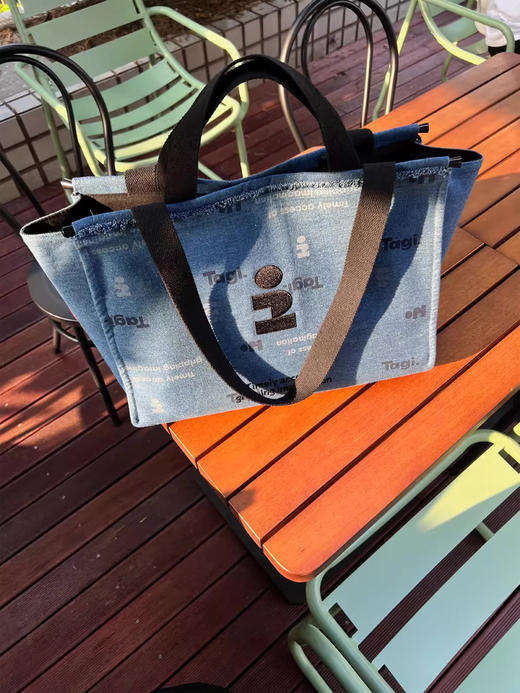 Tagi 标签帆布袋 流苏报纸牛仔 储存标签帆布袋牛仔大容量通勤单肩包大容量托特包 商品图1