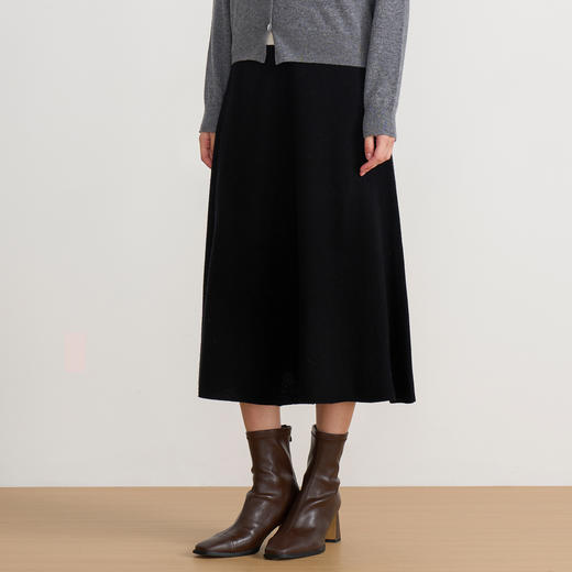 【A字针织半身裙】EITIE爱特爱极简纯色羊毛高腰显瘦秋季新款针织半裙D2501923 商品图4