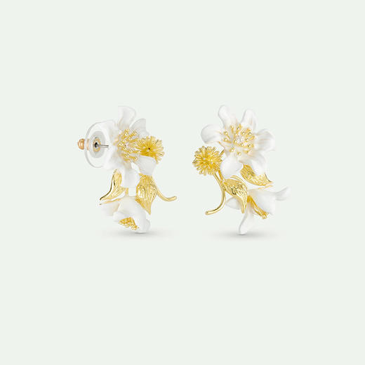订购6周到｜Les Nereides-Large white clematis-白色 铁线莲 多种花朵 吊坠 耳环［法国设计师］ 商品图2