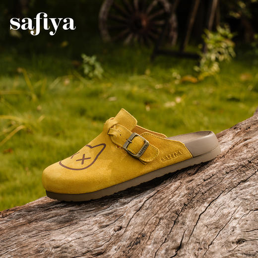 Safiya/索菲娅2025可爱卡通一脚蹬懒人休闲包头百搭软底勃肯拖SFD3110075 商品图0