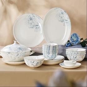 华光灰牡丹10人用52头骨瓷餐具