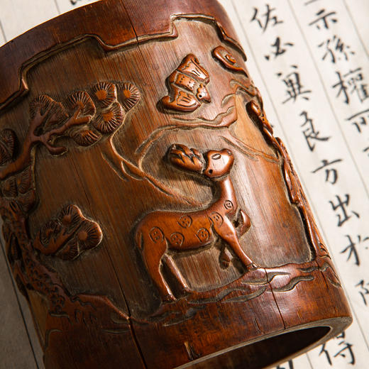 民国竹雕老笔筒 商品图3