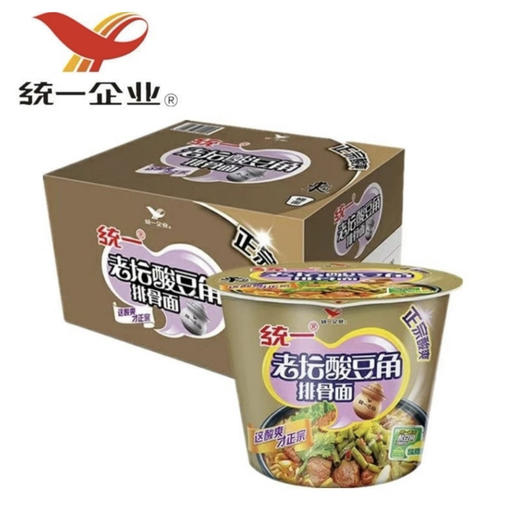 统一 老坛酸豆角排骨面 方便面 泡面 桶装115g 宵夜速食 商品图1