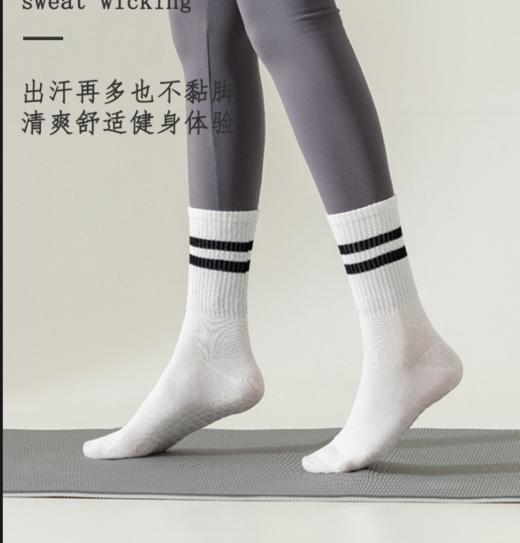 瑜伽袜子 普拉提袜专业防滑袜五指袜中筒运动纯色地板袜跑步健身跳操硅胶袜1双 商品图1