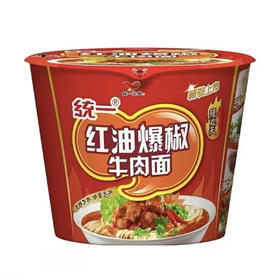 统一红油爆椒牛肉面 方便面 泡面 桶装105g 宵夜速食