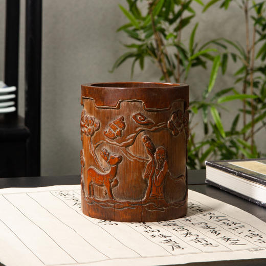 民国竹雕老笔筒 商品图0