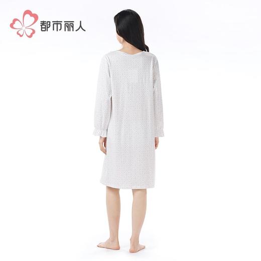 都市丽人睡衣单面无尘棉睡衣女士家居服长袖裙棉质睡裙LHH6H1 商品图3