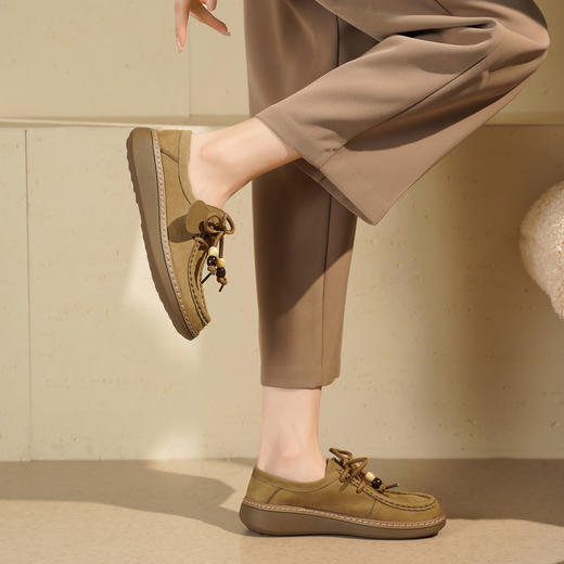 【秋季新款】西村名物2025年秋季新款厚底防滑平跟软底舒适乐福鞋深口单鞋T25CM31541 商品图6