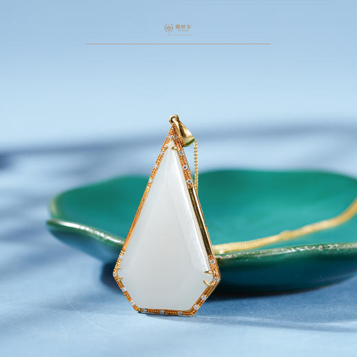 新疆国玉盟世玉【金珀玉魄】金镶羊脂玉挂件【带证书·顺丰物流】 商品图1