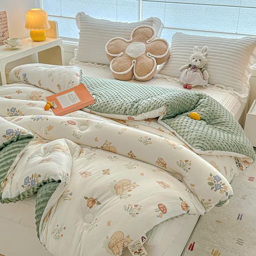 自然醒A类婴儿级针织棉豆豆绒大豆被冬被子被芯单人春秋被褥四季通用YBY 商品图6