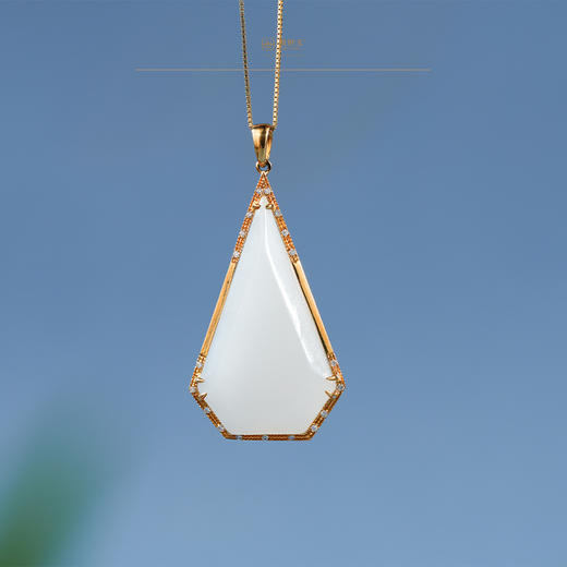 新疆国玉盟世玉【金珀玉魄】金镶羊脂玉挂件【带证书·顺丰物流】 商品图0