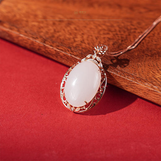 新疆国玉盟世玉【华韵琼珏】金镶羊脂玉挂件【顺丰物流】 商品图0