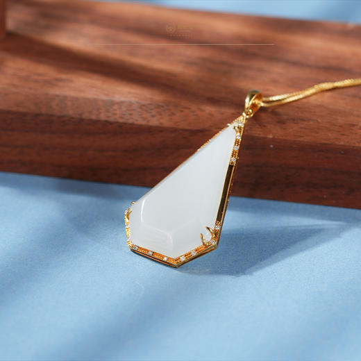 新疆国玉盟世玉【金珀玉魄】金镶羊脂玉挂件【带证书·顺丰物流】 商品图2