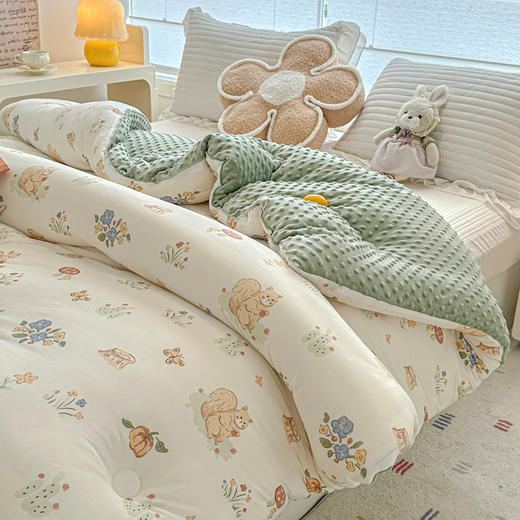 自然醒A类婴儿级针织棉豆豆绒大豆被冬被子被芯单人春秋被褥四季通用YBY 商品图8