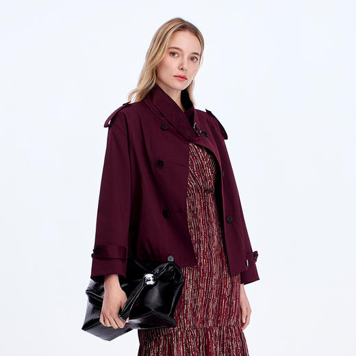 EITIE爱特爱工装风复古双排扣休闲短外套8303007 商品图3