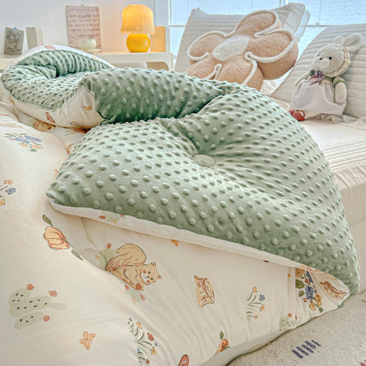 自然醒A类婴儿级针织棉豆豆绒大豆被冬被子被芯单人春秋被褥四季通用YBY 商品图5