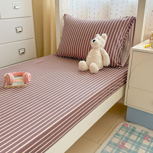 自然醒全棉磨毛加厚A版床笠--线素系列宿舍专用纯棉学生寝室床单人加厚床垫保护罩床罩JY 商品图5