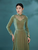 荷言HEYEN绿烟清辉 绿色编织真丝丝绒改良旗袍裙手工高级定制时装周 商品缩略图1