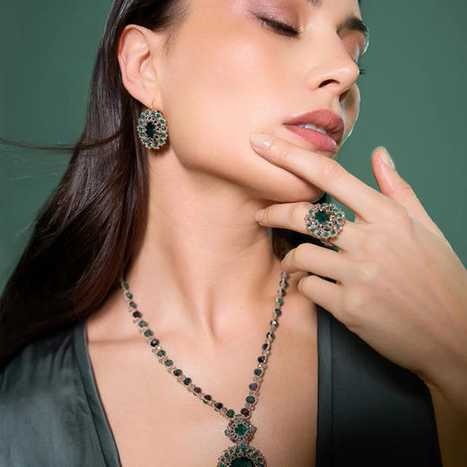 北京仓｜Lorina Balteanu-ECATERINA-水晶 祖母绿 椭圆形 戒指［法国设计师］ 商品图1