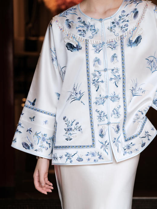 盛唐牡丹盛奢系列 |重缎真丝手绣对襟外套 商品图3