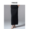 VIMAGE纬漫纪高腰简约百搭黑色廓形长款显瘦半身裙夏季新款V2301939 商品缩略图0