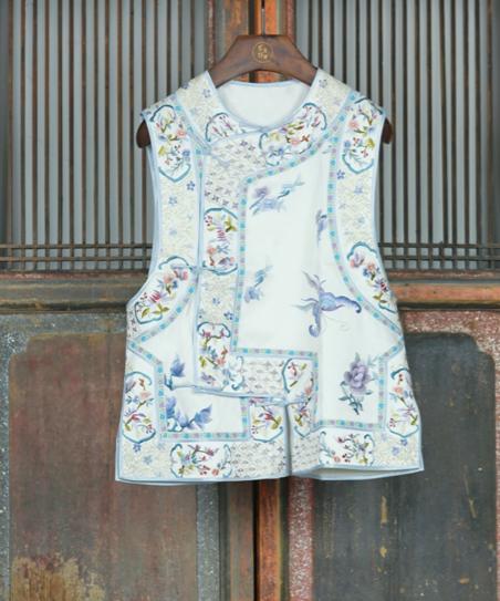 盛唐牡丹盛奢系列 |重缎真丝手绣偏襟马甲 商品图0