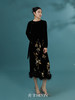 荷言GL 暗雪山 真丝丝绒鎏金一枝花黑色新中式半身裙秋冬季 商品缩略图1