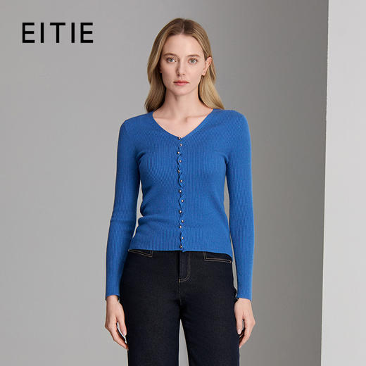 EITIE爱特爱V领长袖开百搭好穿针织衫8301006 商品图2