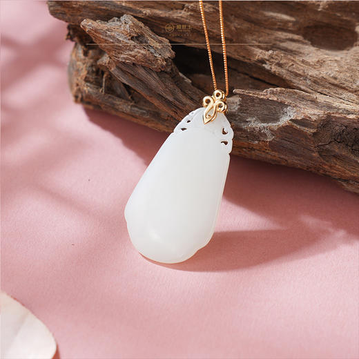 新疆国玉盟世玉【金珮玉牌】金镶羊脂玉挂件【带证书·顺丰物流】 商品图3