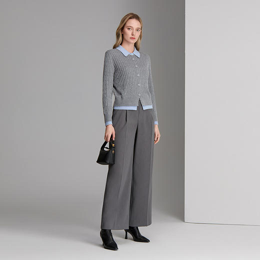 EITIE爱特爱简约时尚通勤灰色长裤8305007 商品图1