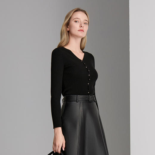 EITIE爱特爱V领长袖开百搭好穿针织衫8301006 商品图4