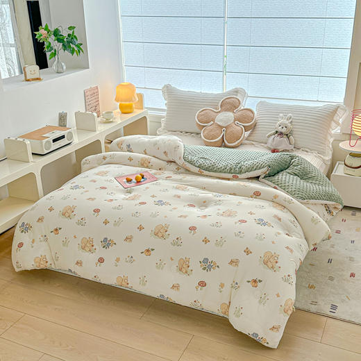 自然醒A类婴儿级针织棉豆豆绒大豆被冬被子被芯单人春秋被褥四季通用YBY 商品图3