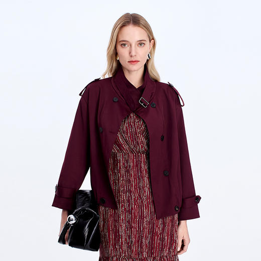 EITIE爱特爱工装风复古双排扣休闲短外套8303007 商品图5