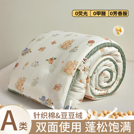 自然醒A类婴儿级针织棉豆豆绒大豆被冬被子被芯单人春秋被褥四季通用YBY 商品图1