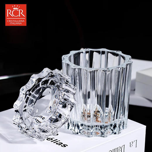 【特惠6折】意大利RCR水晶玻璃糖果缸罐储物罐子糖缸装饰摆件送礼物首饰盒RCR迪达8.5CM12.5CM糖盅多功能收纳盒 商品图0