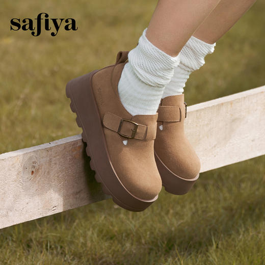 预售|Safiya/索菲娅2025小个子增高不累脚魔术贴百搭复古厚底勃肯鞋SFD3112124 商品图6