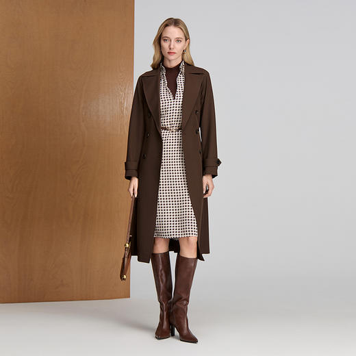 EITIE爱特爱复古收腰长款风衣伞型轮廓风衣8304004 商品图1